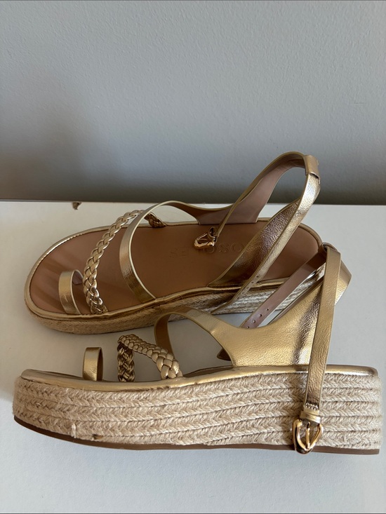 AEROSOLES Shoes - AEROSOLES Metallic Gold Braided Espadrille Platform Sandals